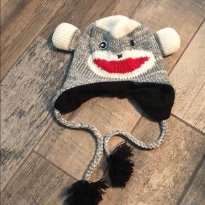 NWOT sock monkey fleece lined stocking hat